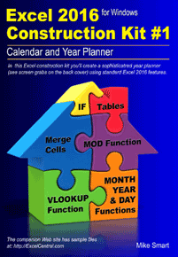 Book Cover - Excel 2016 Construction Kit No 1 - Calendar and Year Planner