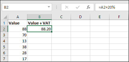 subtracting percentages excel