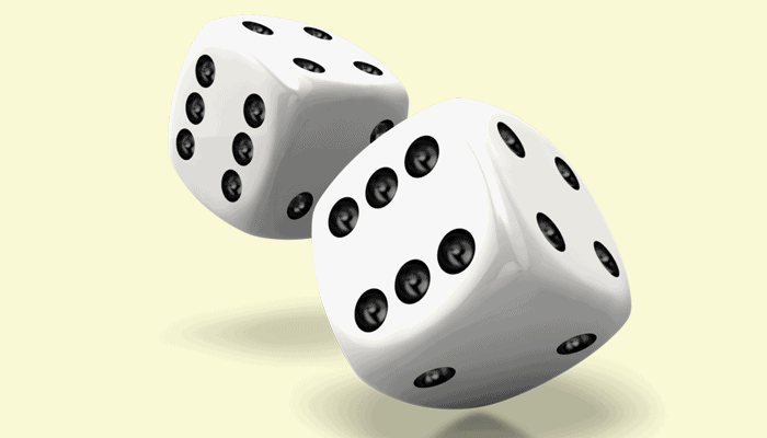 Dice used to illustrate how to use factorial in Excel