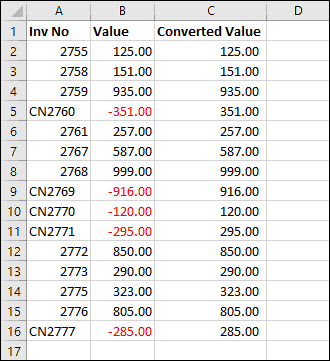 Convert negative numbers to positive in Excel