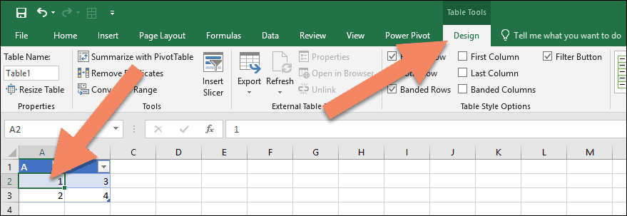 excel for mac name tables
