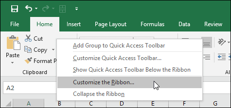 design menu in excel 2016 for mac