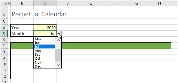 calendar at start of tutorial
